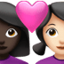 👩🏿‍❤️‍👩🏻 couple with heart: woman, woman, dark skin tone, light skin tone display on Apple